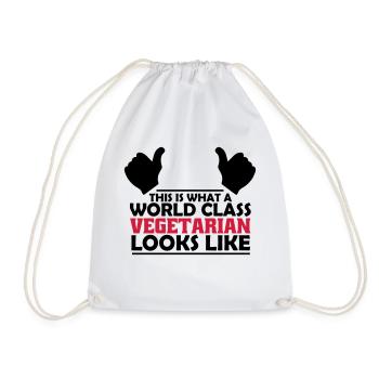 world class vegetarian - Drawstring Bag - white - Front