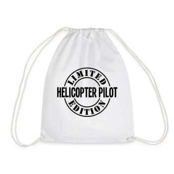helicopter pilot limited edition stamp c - Drawstring Bag - white - Front
