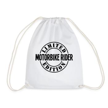 motorbike rider limited edition stamp co - Drawstring Bag - white - Front