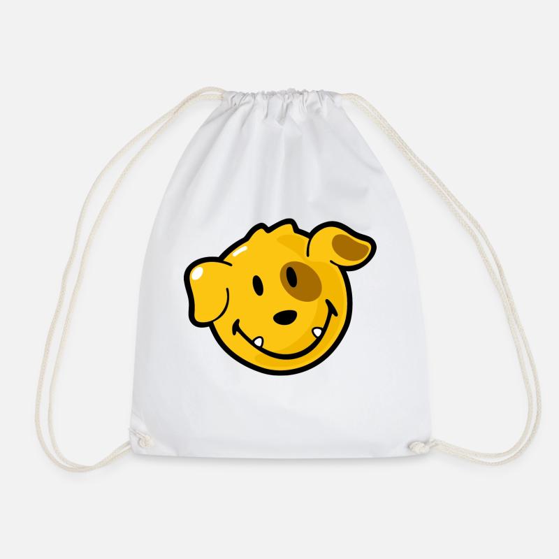 Smiley Dog - Drawstring Bag - white