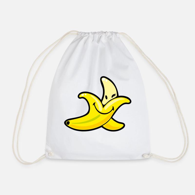 Smiley Banana - Drawstring Bag - white