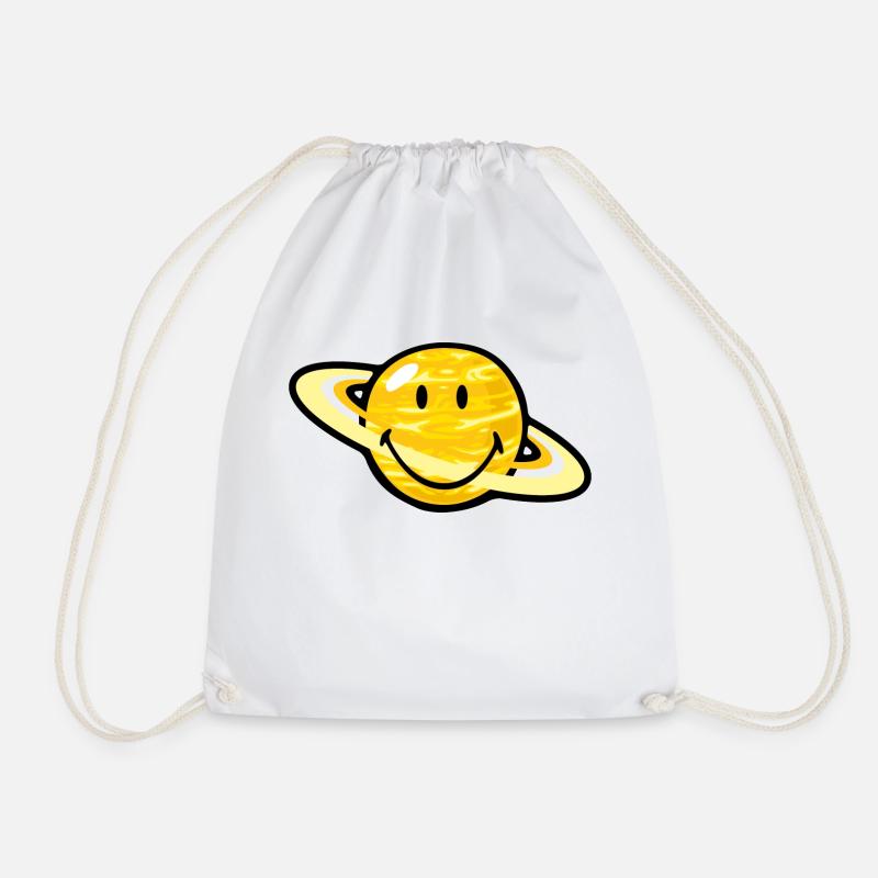 Smiley Saturn - Turnbeutel - Weiß