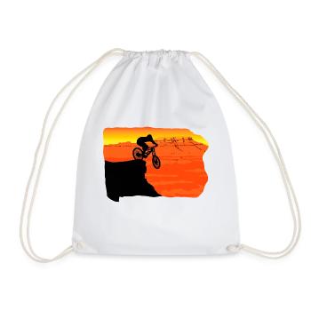 Downhill mountain bike MTB mountain bike mountains - Drawstring Bag - white - Front