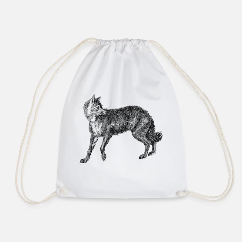 Jackal Gold Jackal Vintage Retro Fox Antique - Drawstring Bag - white