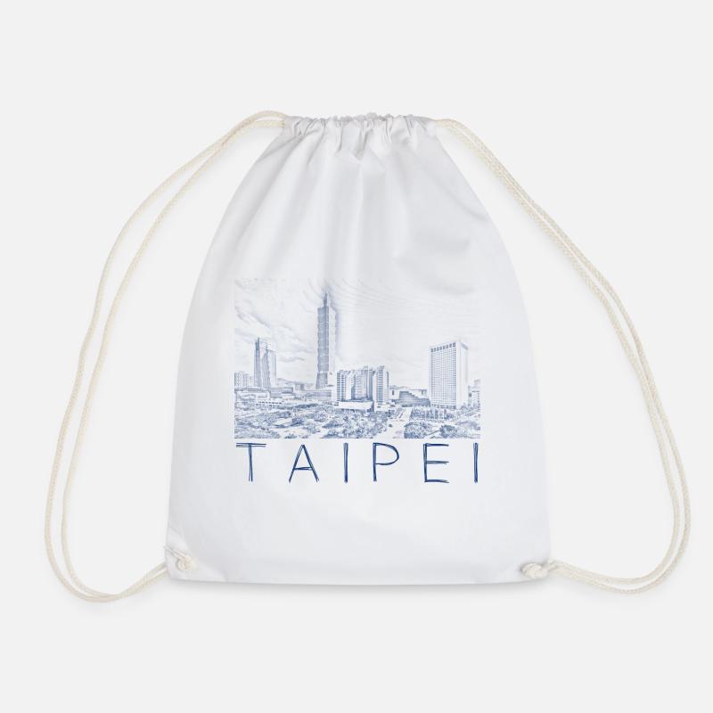 Pen drawing Taipei - Drawstring Bag - white