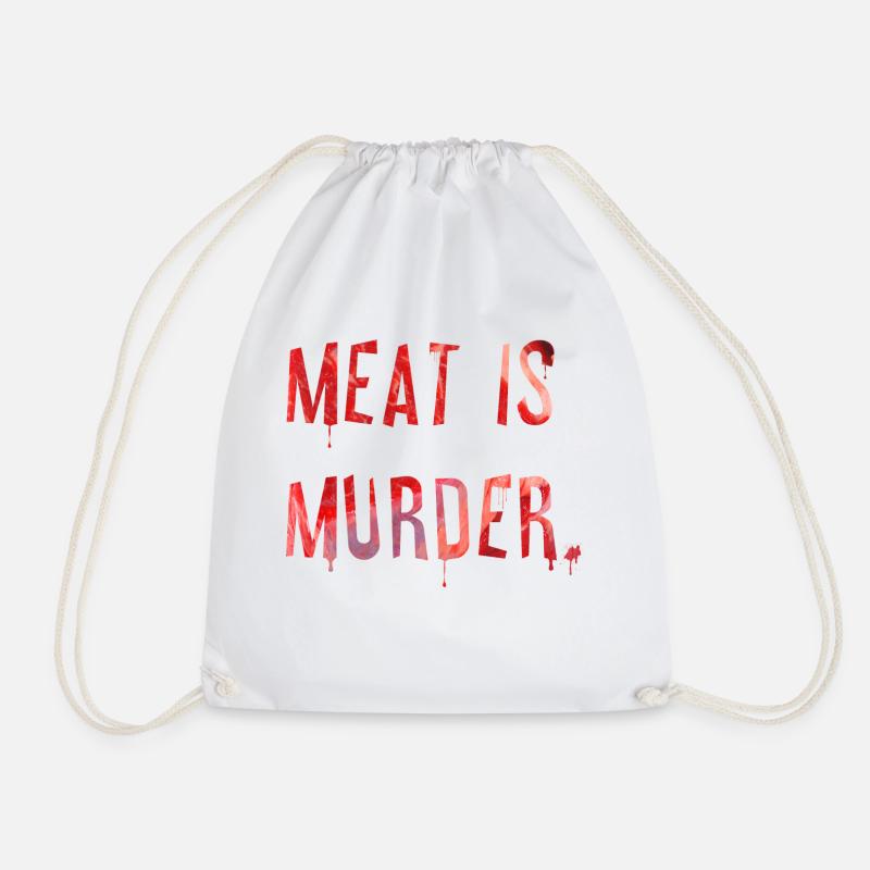 Meat Is Murder - Drawstring Bag - white