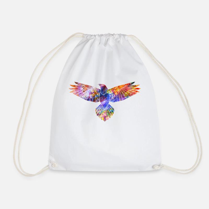Eagle abstract geometric silhouette - Drawstring Bag - white