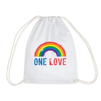 gay rainbow rainbow pride - Drawstring Bag - white - Front