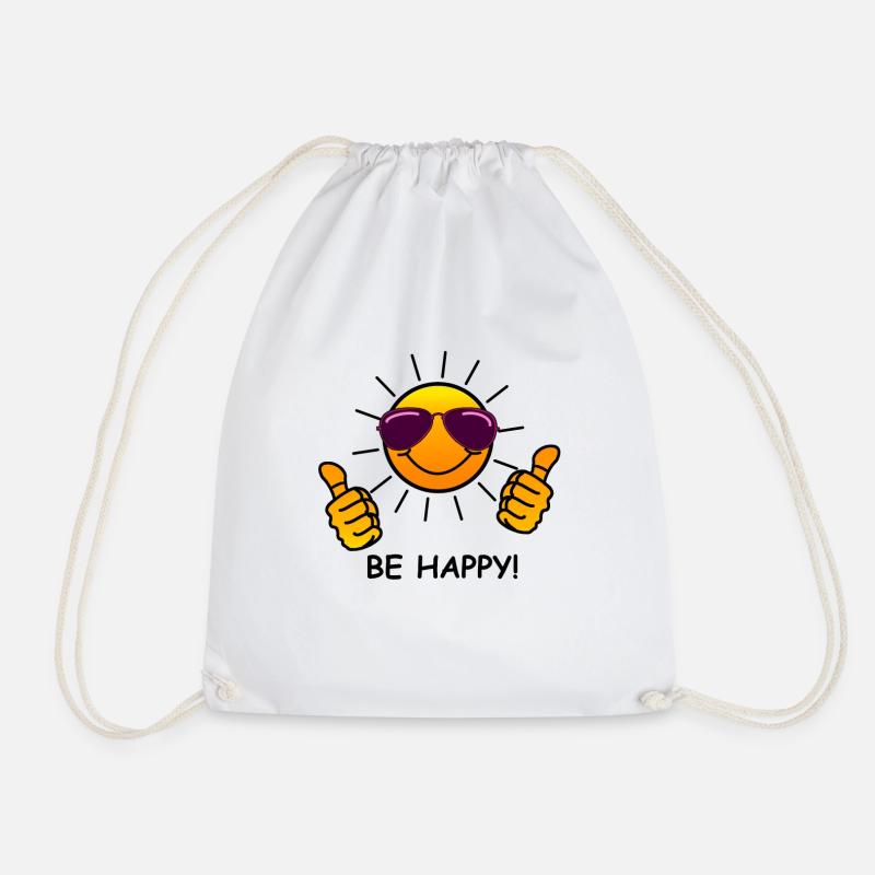 be happy, sun - Drawstring Bag - white