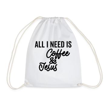 All I Need is Coffee And Jesus - Drawstring Bag - white - Front