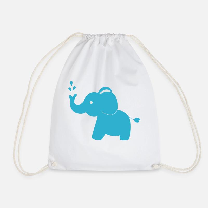 Elefant blau - Turnbeutel - Weiß