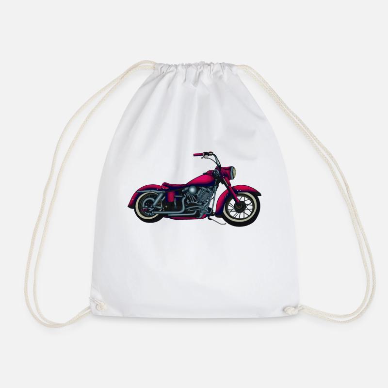 Motorcycle - Drawstring Bag - white