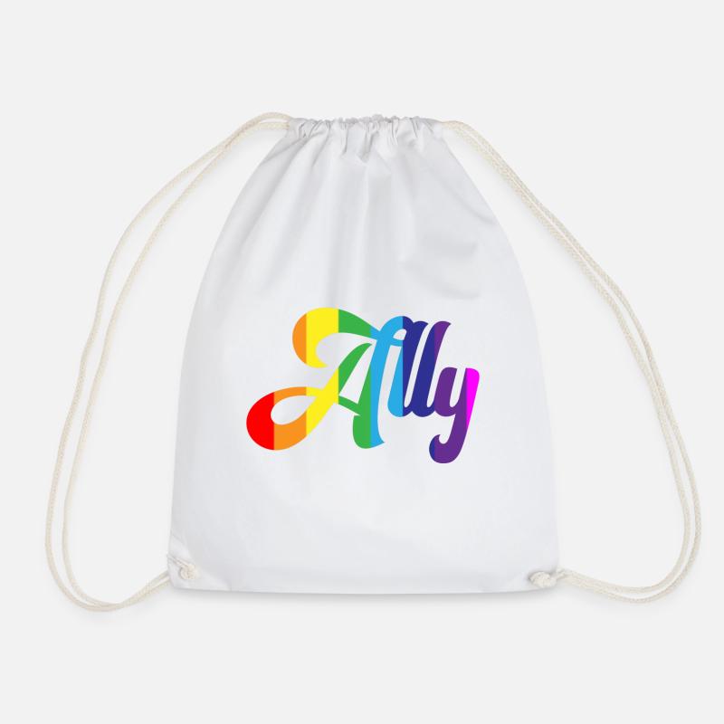 Ally- LGBTQ+ - Drawstring Bag - white