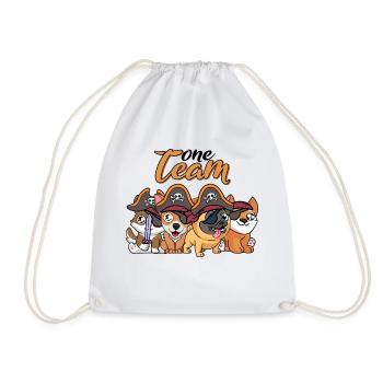 team family dog pirate work colleagues pet - Drawstring Bag - white - Front