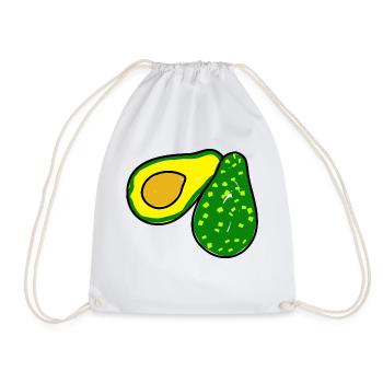 Green Avocado Doodle - Drawstring Bag - white - Front
