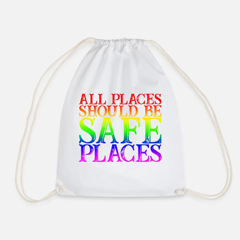 All Places Should Be Safe Places 3 - Drawstring Bag - white