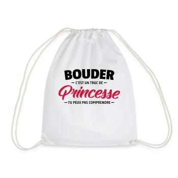 Bouder et princesse / humour enfant fille - Sac de sport léger - blanc - Devant