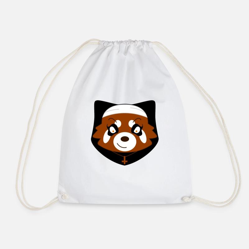 Red panda disguised as a nun for Halloween - Drawstring Bag - white