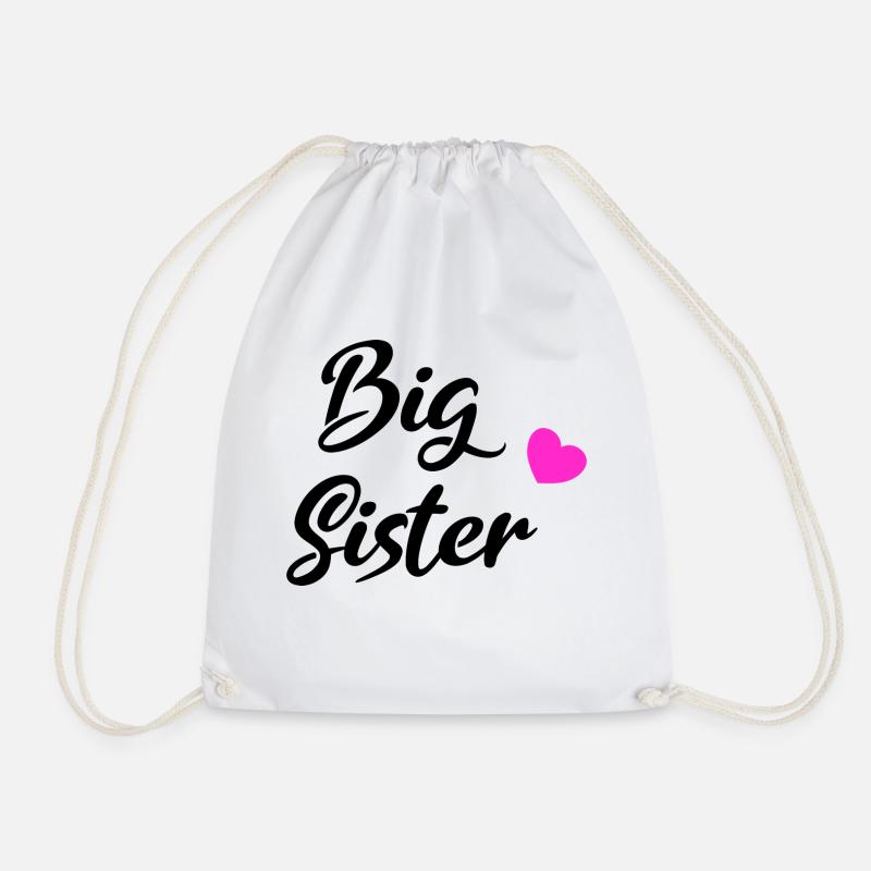 big sister in Black - Drawstring Bag - white