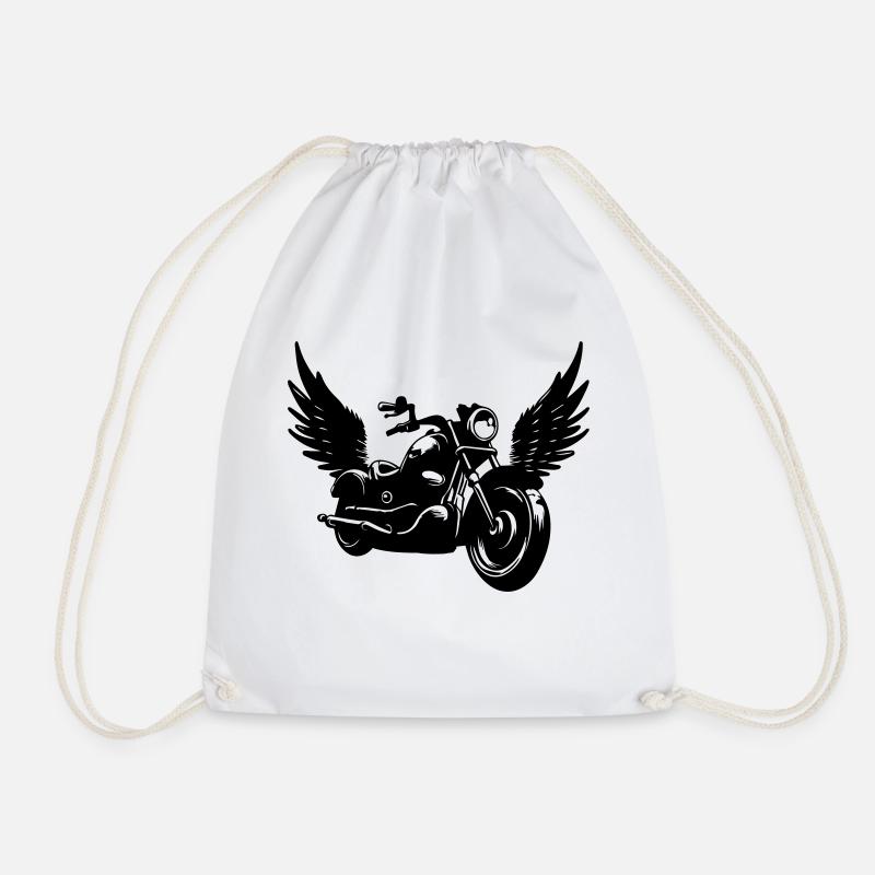chopper motorcycle - Drawstring Bag - white
