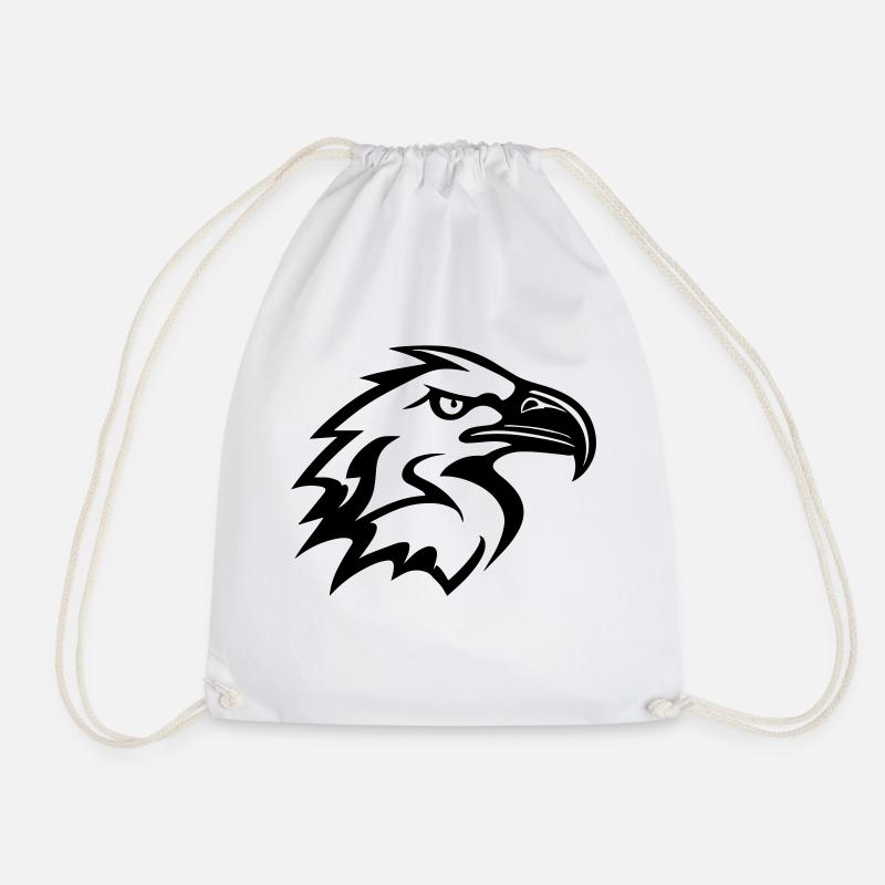 stylized eagle head in profile - Drawstring Bag - white