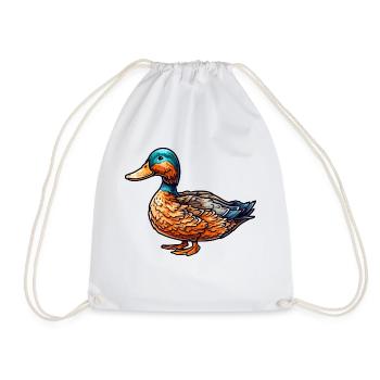 A colorful and feathered colorful duck. - Drawstring Bag - white - Front