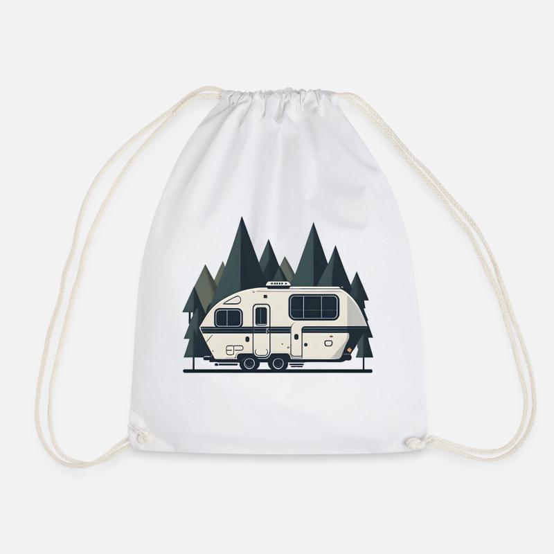 Simple Retro Camper - Drawstring Bag - white