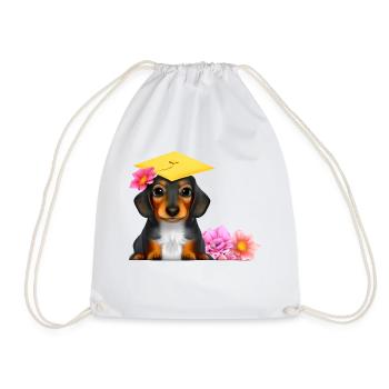 Bachelor Dachshund School Leaving Certificate Studies Dogs - Drawstring Bag - white - Front