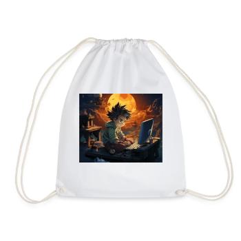 Gamer, anime stil, Geschenkidee - Turnbeutel - Weiß - Vorne