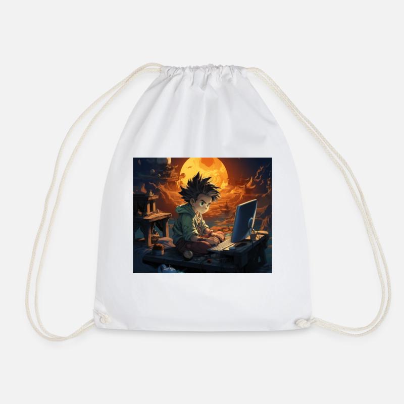 Gamer, Anime Style, Gift Idea - Drawstring Bag - white