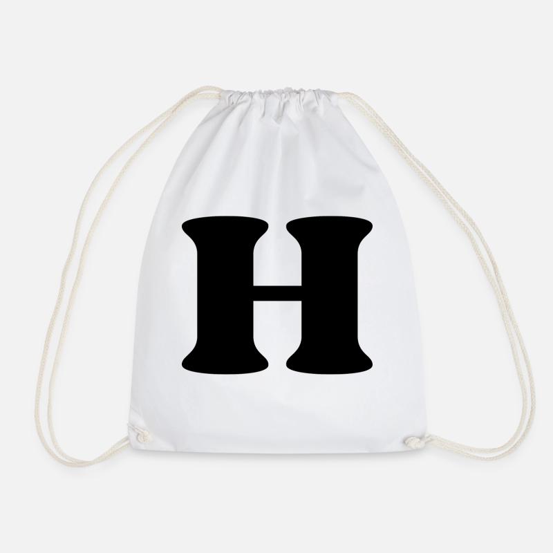 Letter h - Drawstring Bag - white