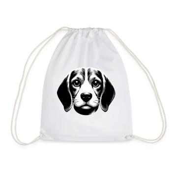 Beagle | cute dog face smiles - Drawstring Bag - white - Front