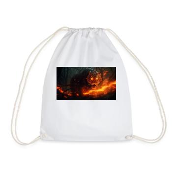 orange tiger with big fangs in the forest - Drawstring Bag - white - Front