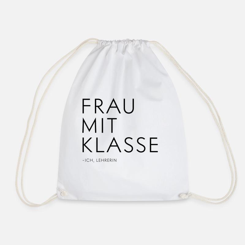 Frau mit Klasse | Lehrerin - Turnbeutel - Weiß
