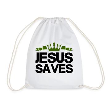 jesus saves - Drawstring Bag - white - Front
