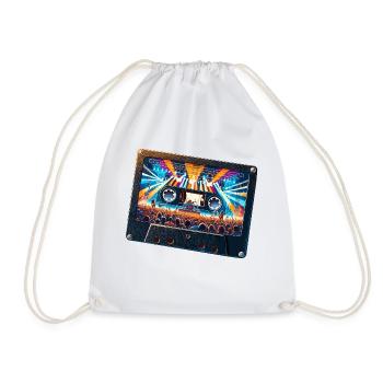 Cassette vintage avec représentation de concert - Sac de sport léger - blanc - Devant