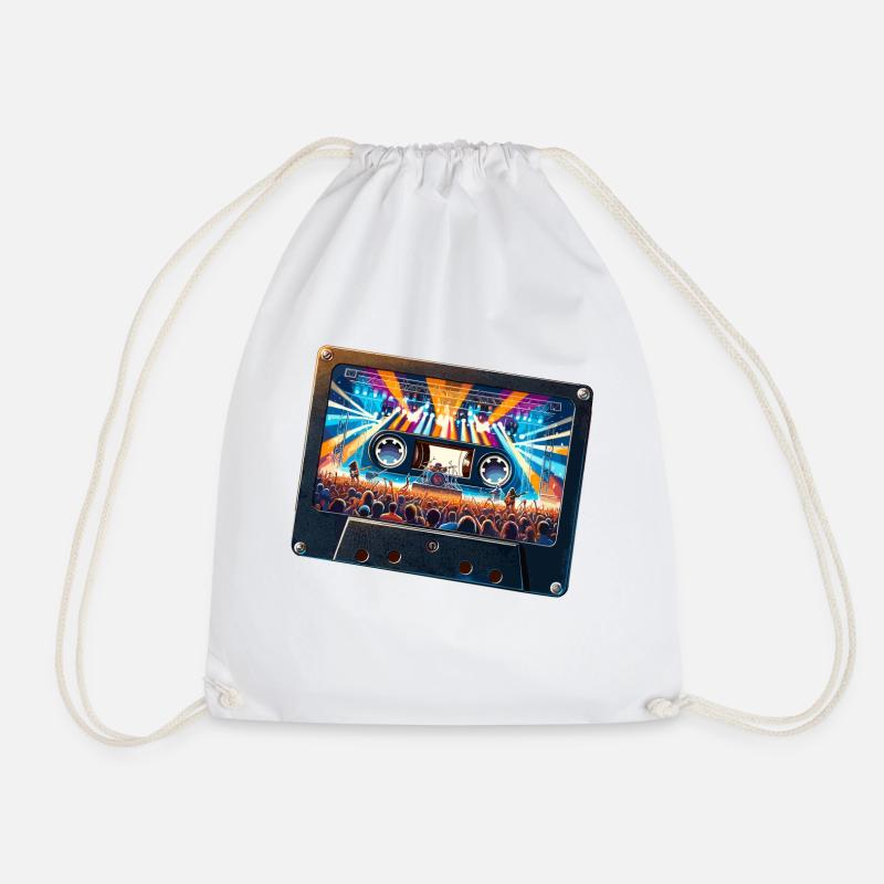 Vintage cassette with concert depiction - Drawstring Bag - white