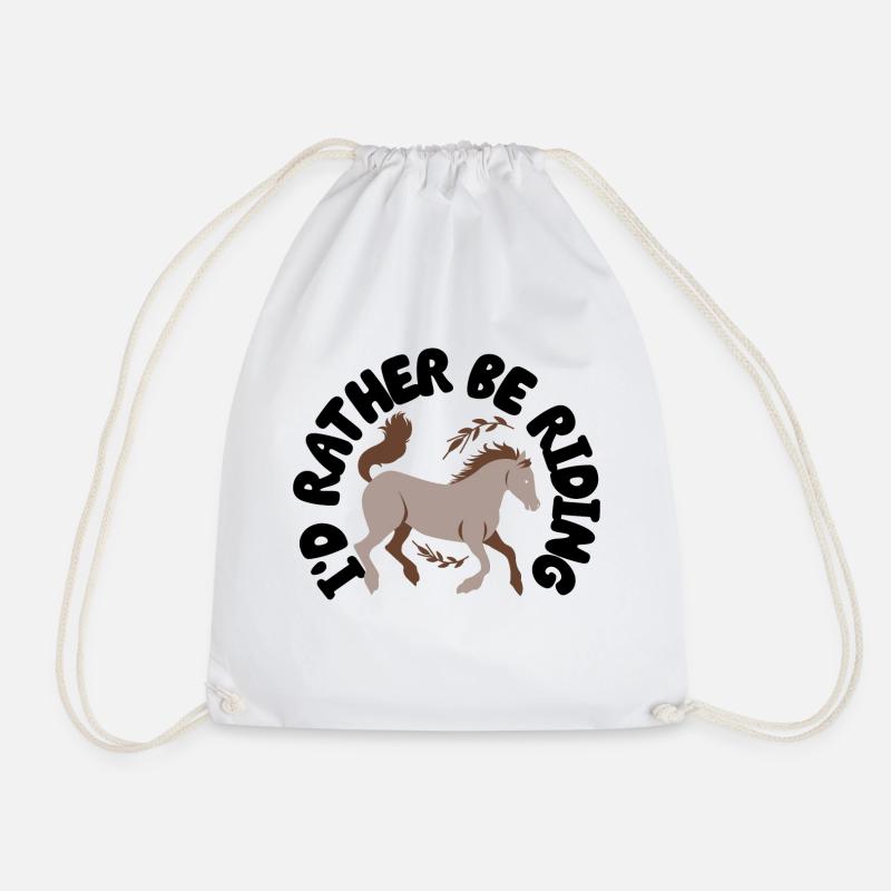 I'd Rather Be Riding - Drawstring Bag - white