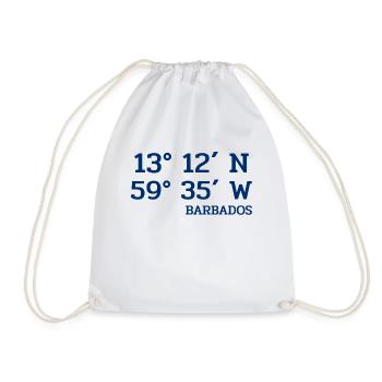 Barbados Coordinates - Koordinaten - West Indies - Drawstring Bag - white - Front