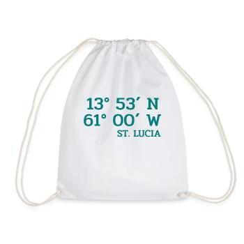 St. Lucia Coordinates - Koordinaten - West Indies - Drawstring Bag - white - Front