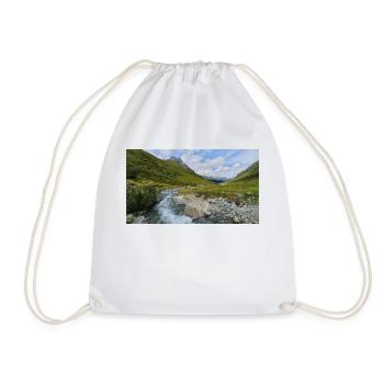 Mountain landscape panorama with river - Drawstring Bag - white - Front