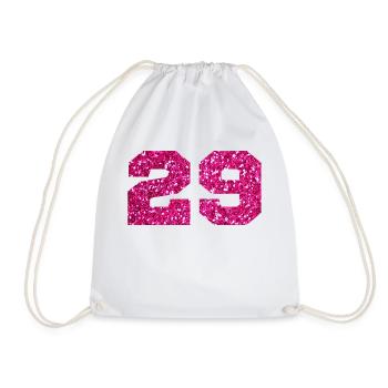 Nummer 29 Pink Glitter - 29. Geburtstag - Turnbeutel - Weiß - Vorne