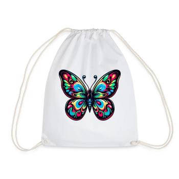 Bunter Schmetterling - Turnbeutel - Weiß - Vorne