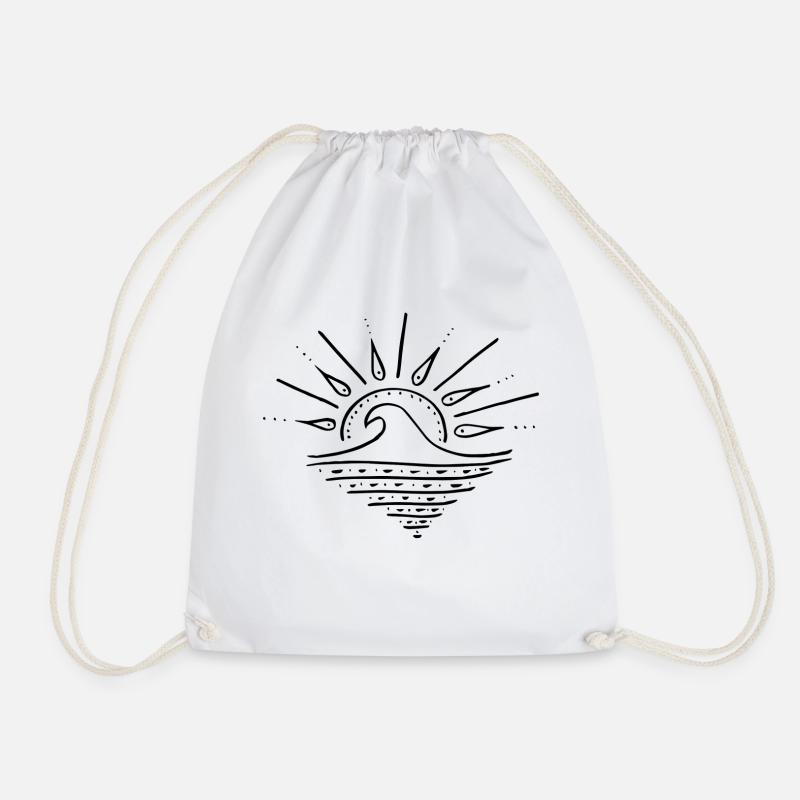 Sunset Wave - Drawstring Bag - white