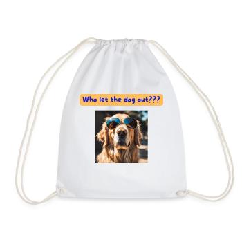 Labrador, Who let the dog out - Drawstring Bag - white - Front
