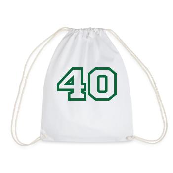 Number 40 green sport - Drawstring Bag - white - Front