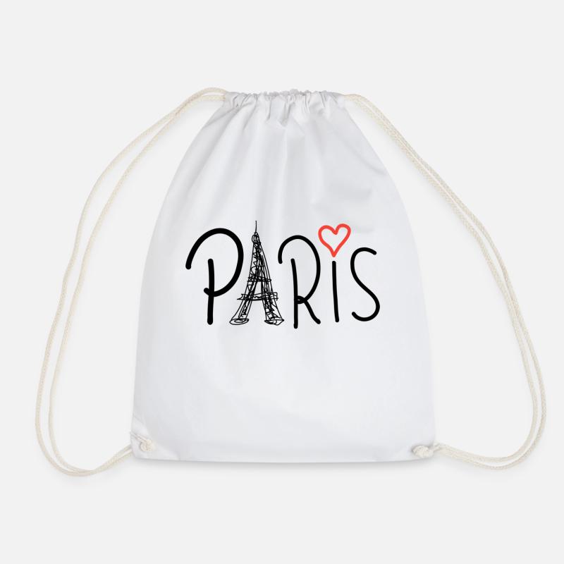 Paris mit Eiffelturm und rotem Herzen - Turnbeutel - Weiß
