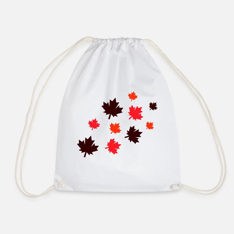 Maple Leaves - Drawstring Bag - white