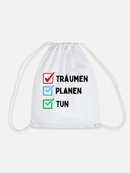 Dream Plan Do Checkliste Design Schwarz Weiss - Turnbeutel - Weiß