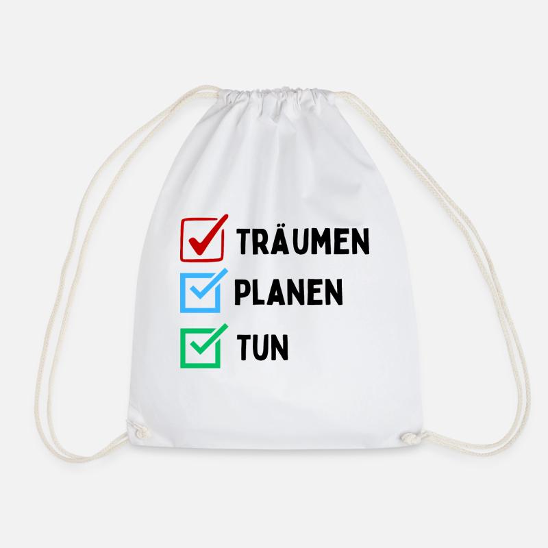 Dream Plan Do Checkliste Design Schwarz Weiss - Turnbeutel - Weiß